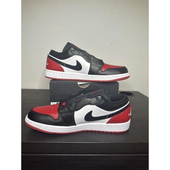 Brand New -Size 9.5 - Jordan 1 Low Black and Red (553558-161)-Ship Fast/In Hand! - Picture 2 of 7